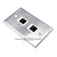 Placa Tapa Jack RJ45 Cat6 x 2 ponchable Aluminio